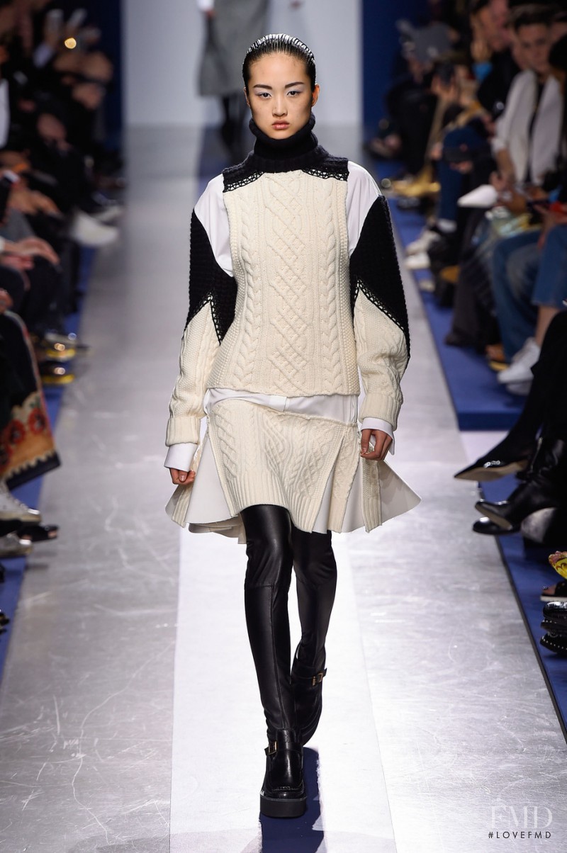 Jing Wen featured in  the Sacai fashion show for Autumn/Winter 2015