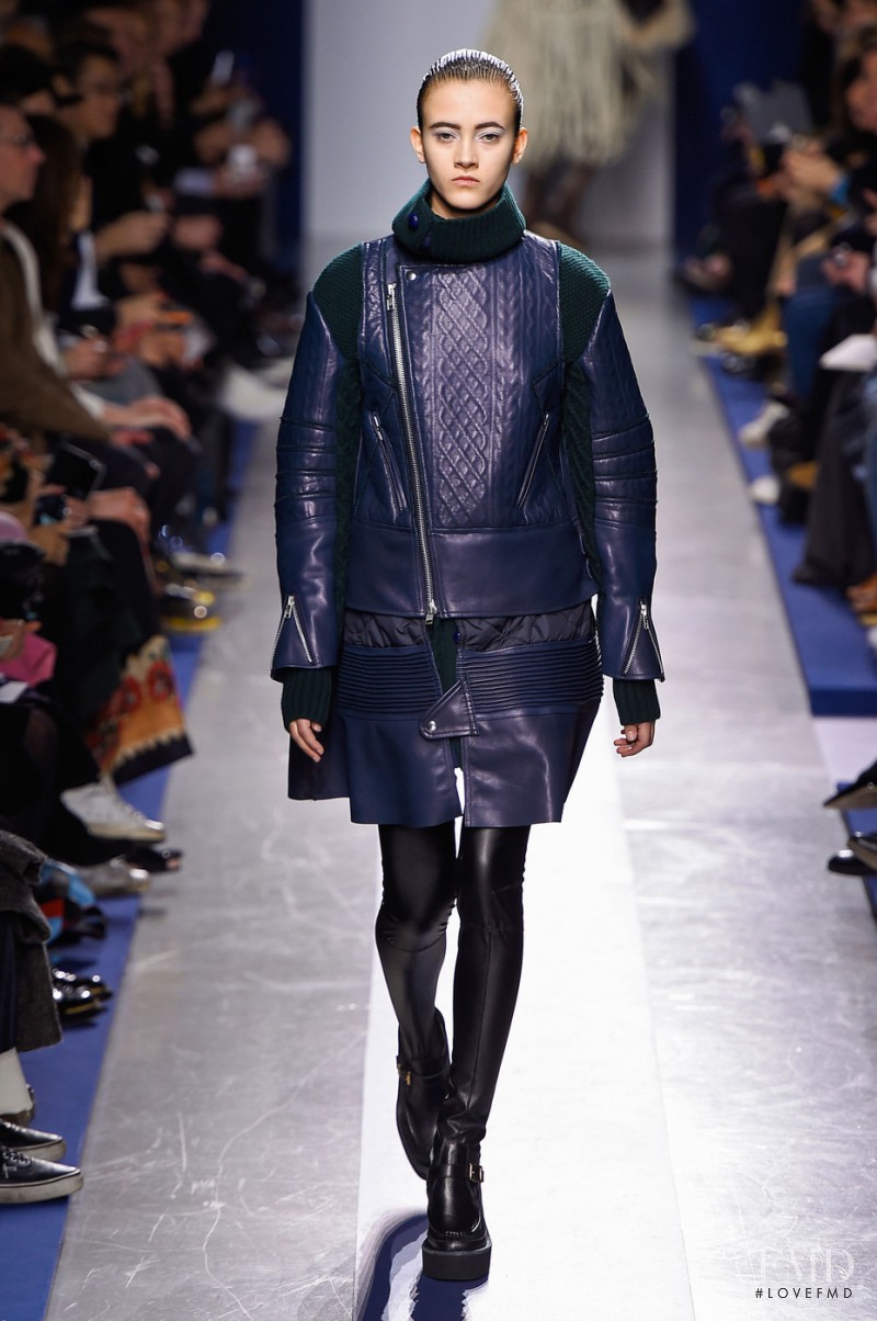 Greta Varlese featured in  the Sacai fashion show for Autumn/Winter 2015