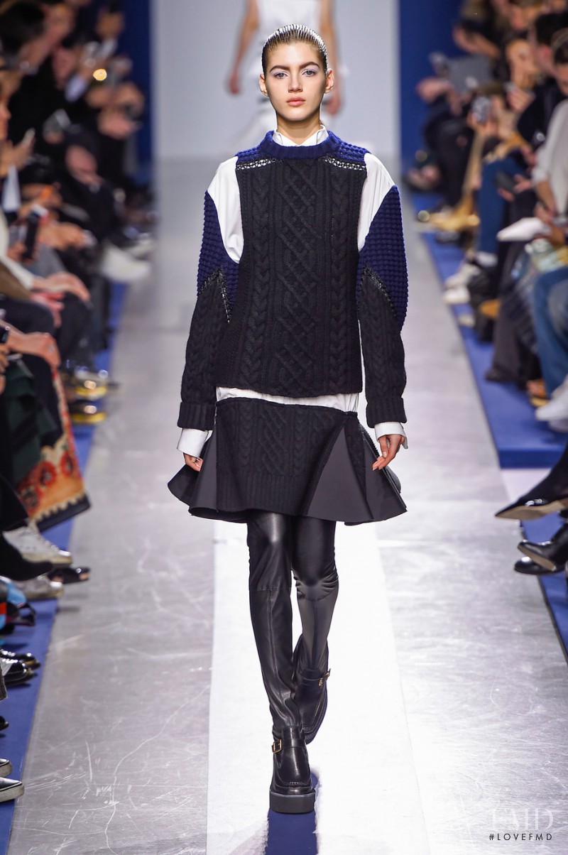 Valery Kaufman featured in  the Sacai fashion show for Autumn/Winter 2015