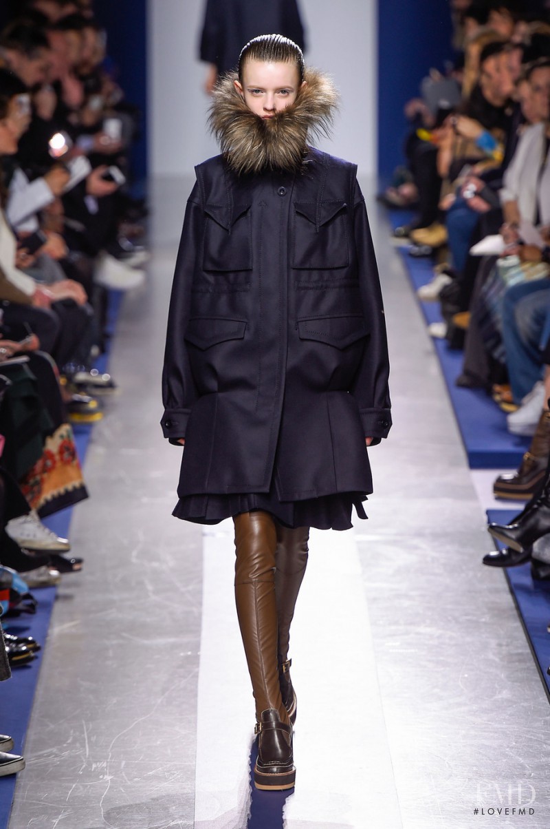 Anna Marija Grostina featured in  the Sacai fashion show for Autumn/Winter 2015