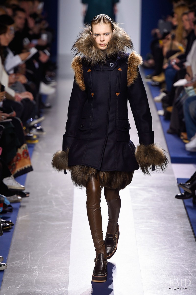 Alexandra Elizabeth Ljadov featured in  the Sacai fashion show for Autumn/Winter 2015