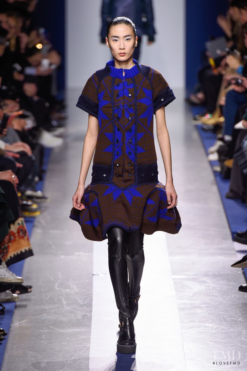Dongqi Xue featured in  the Sacai fashion show for Autumn/Winter 2015