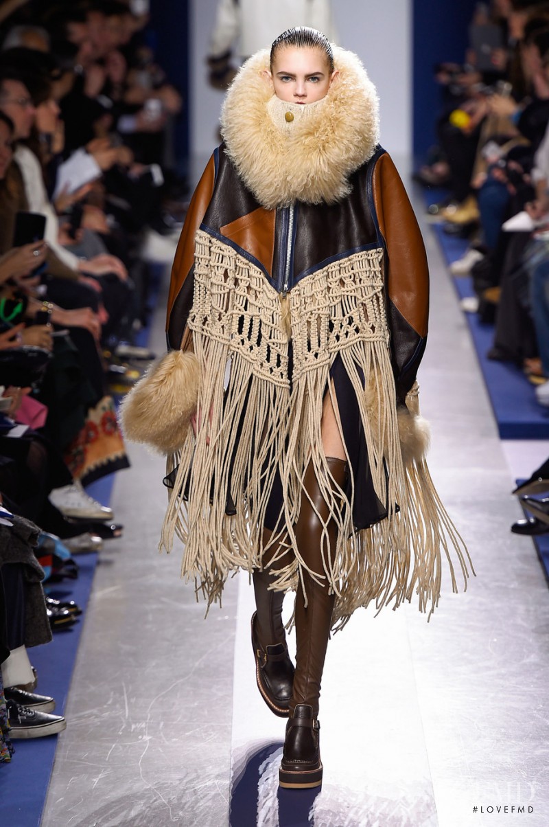 Molly Bair featured in  the Sacai fashion show for Autumn/Winter 2015