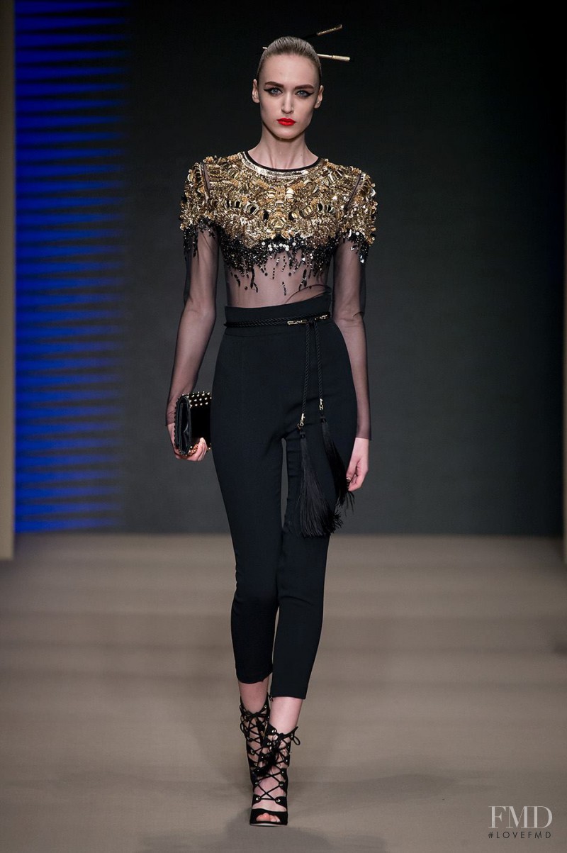 Stasha Yatchuk featured in  the Elisabetta Franchi fashion show for Autumn/Winter 2015