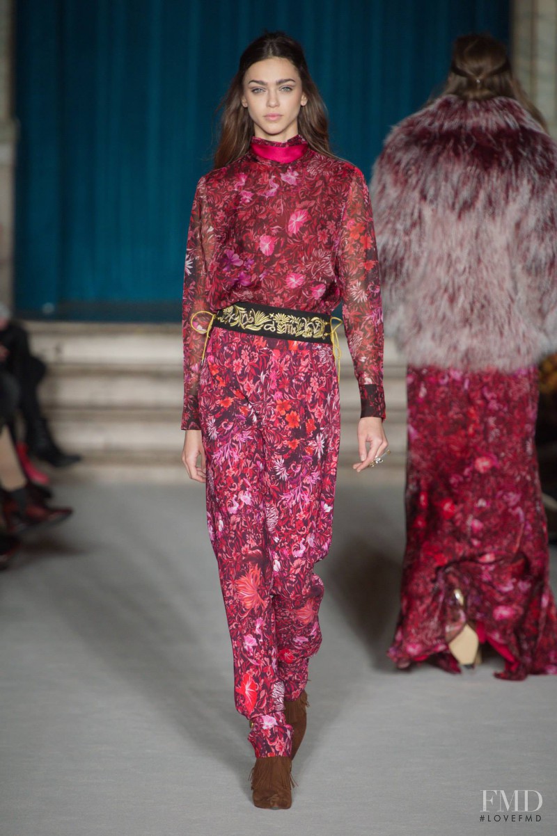 Zhenya Katava featured in  the Matthew Williamson fashion show for Autumn/Winter 2015