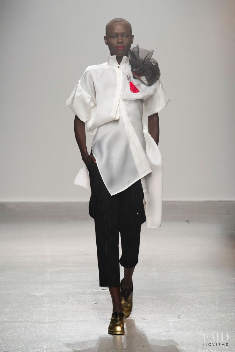 Grace Bol featured in  the Aganovich fashion show for Spring/Summer 2015