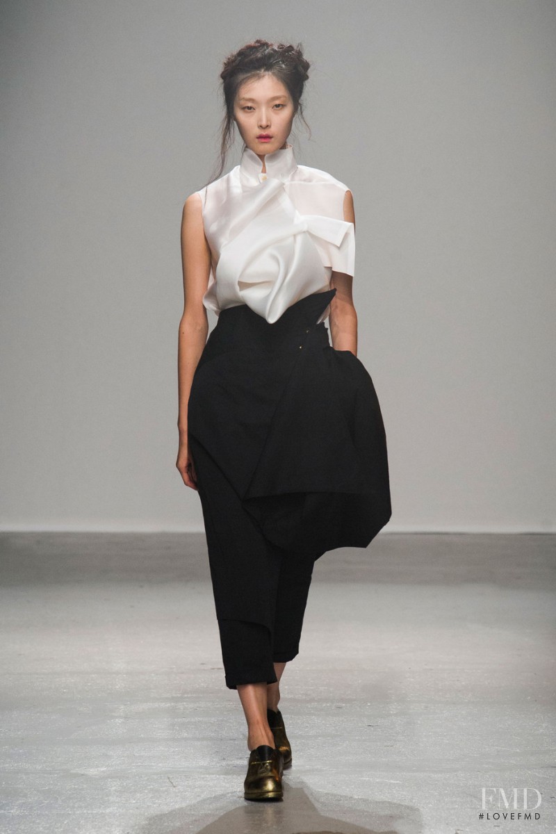 Sung Hee Kim featured in  the Aganovich fashion show for Spring/Summer 2015
