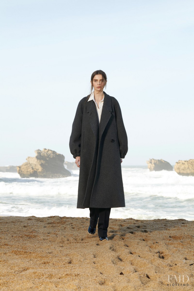 Dasha Denisenko featured in  the Christophe Lemaire lookbook for Pre-Fall 2015