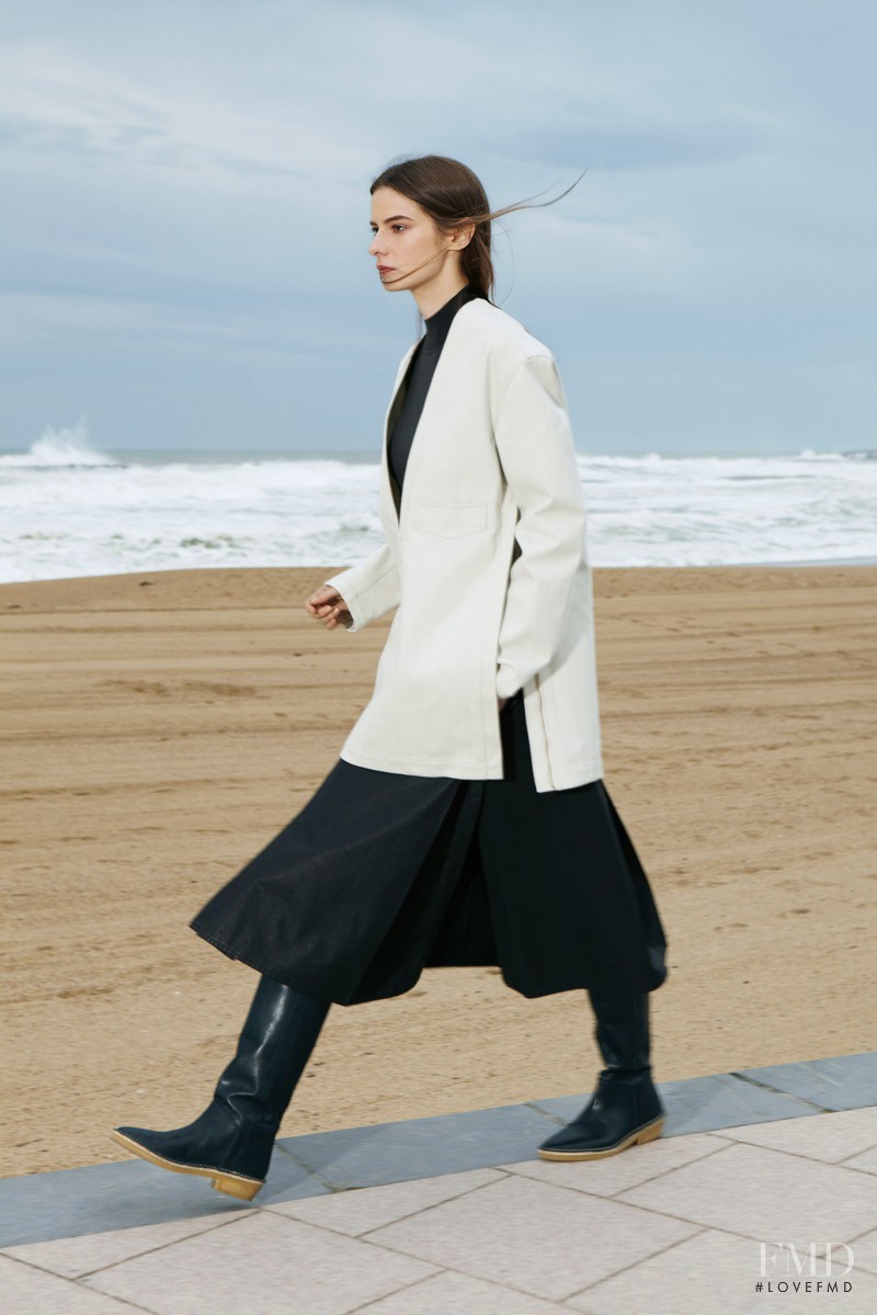 Dasha Denisenko featured in  the Christophe Lemaire lookbook for Pre-Fall 2015