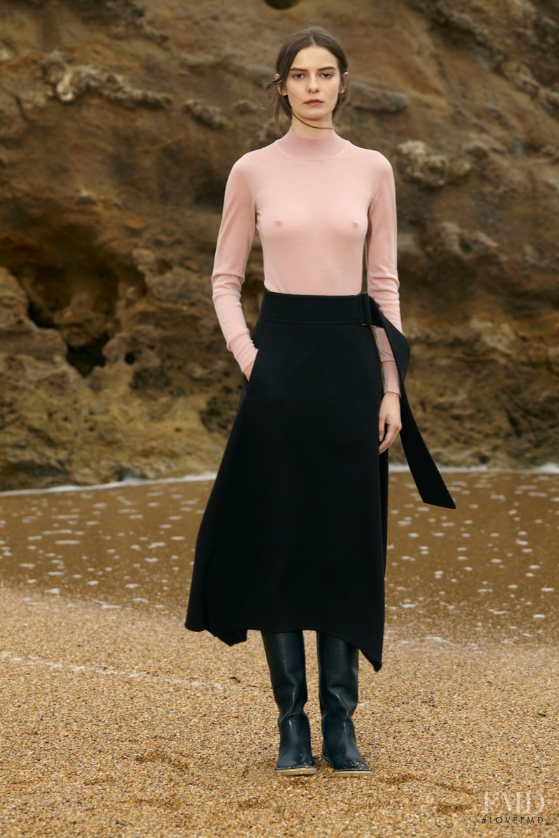 Dasha Denisenko featured in  the Christophe Lemaire lookbook for Pre-Fall 2015