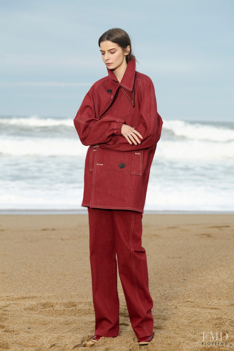 Dasha Denisenko featured in  the Christophe Lemaire lookbook for Pre-Fall 2015