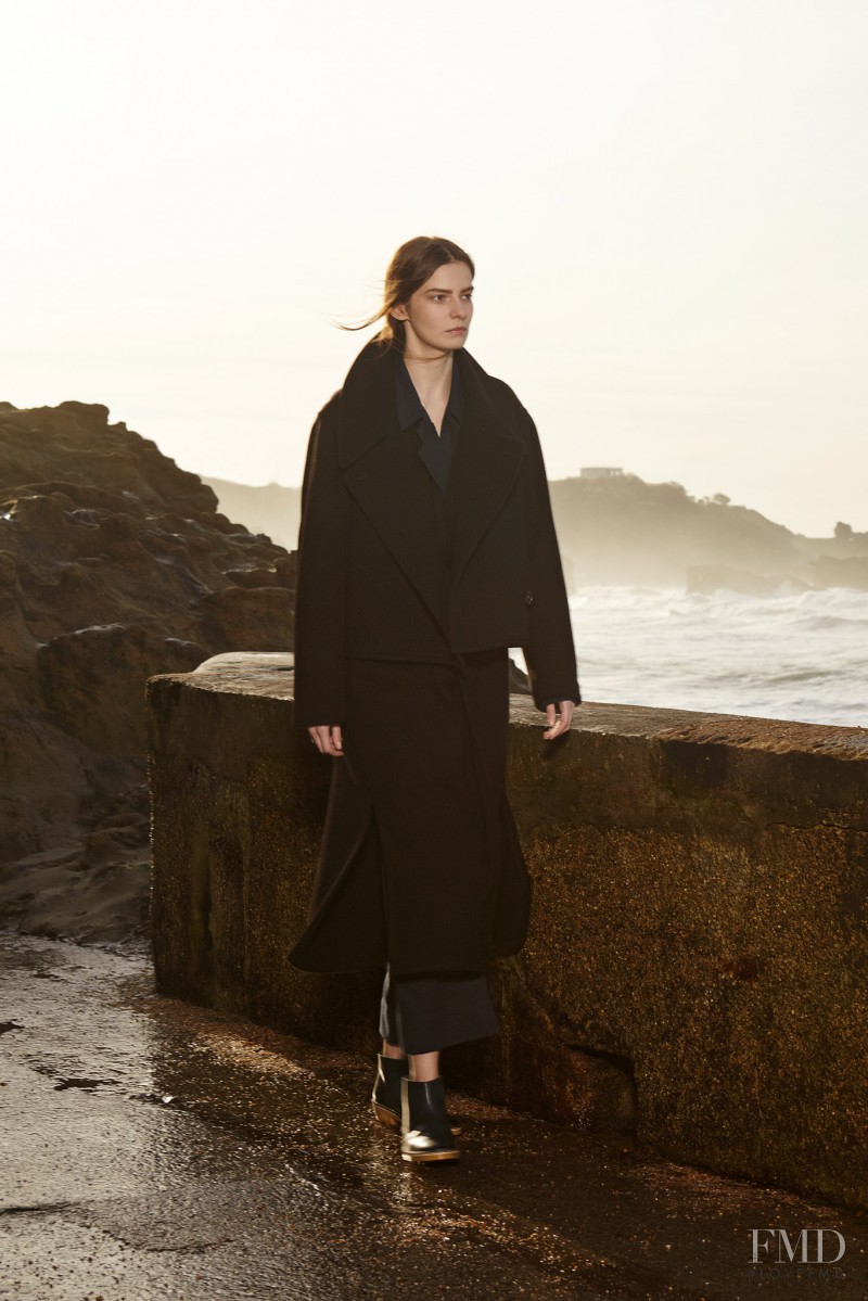 Dasha Denisenko featured in  the Christophe Lemaire lookbook for Pre-Fall 2015