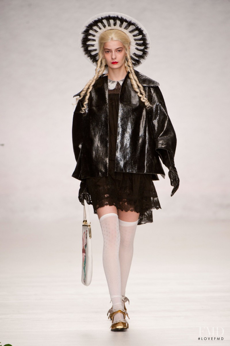 Dasha Denisenko featured in  the Meadham Kirchhoff fashion show for Spring/Summer 2014