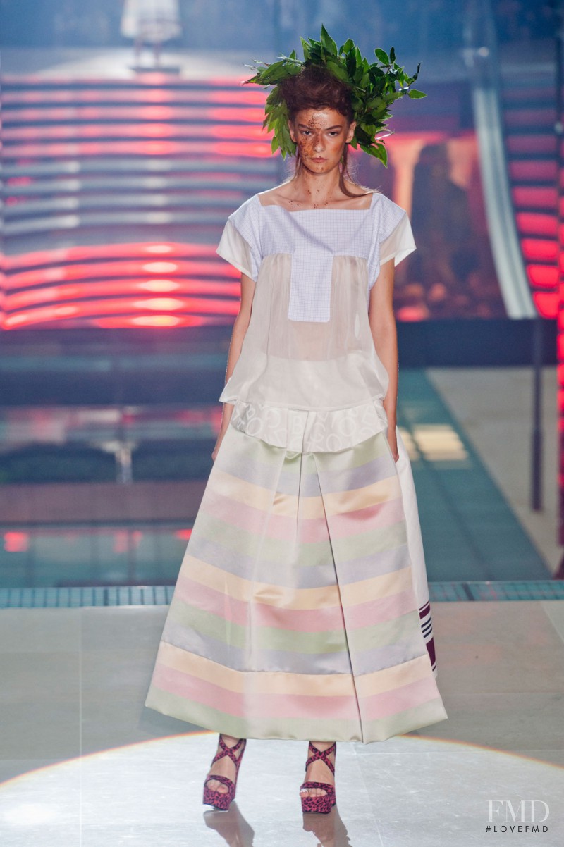 Dasha Denisenko featured in  the Vivienne Westwood Gold Label fashion show for Spring/Summer 2014