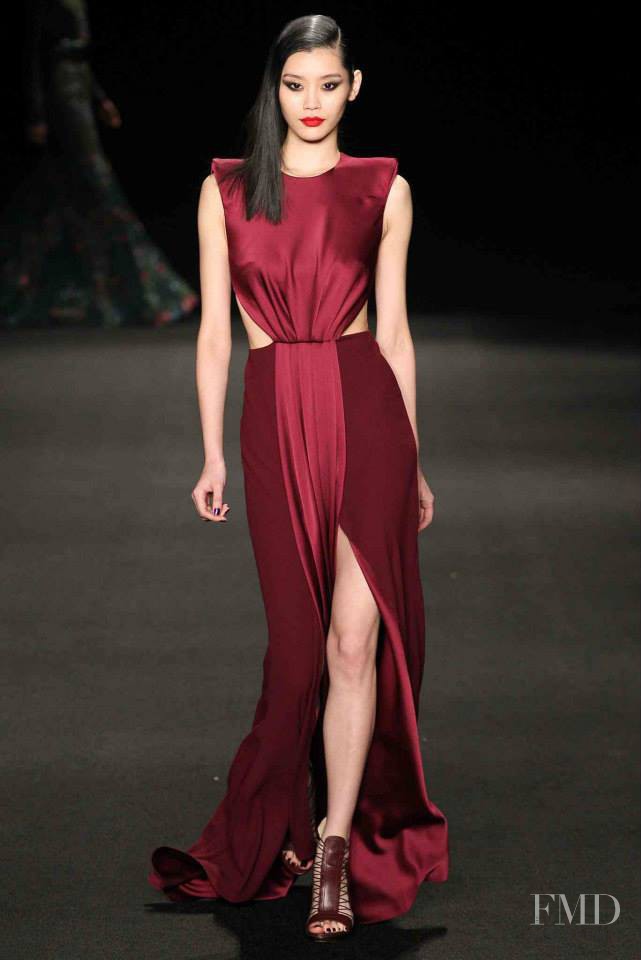 Ming Xi featured in  the Monique Lhuillier fashion show for Autumn/Winter 2015