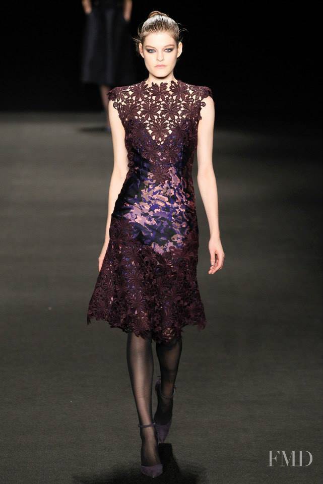 Kia Low featured in  the Monique Lhuillier fashion show for Autumn/Winter 2015