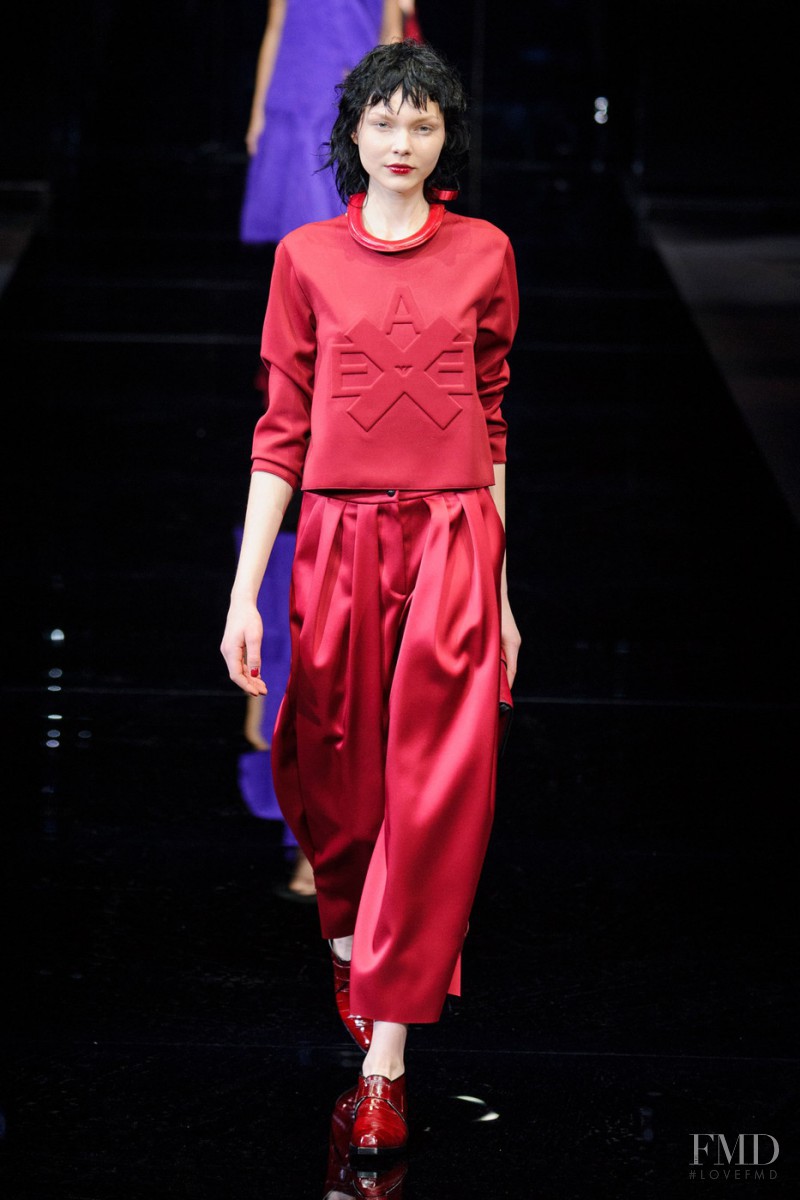 Maja Brodin featured in  the Emporio Armani fashion show for Autumn/Winter 2015