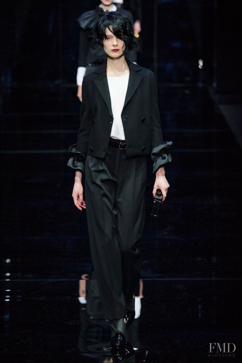 Anika Cholewa featured in  the Emporio Armani fashion show for Autumn/Winter 2015