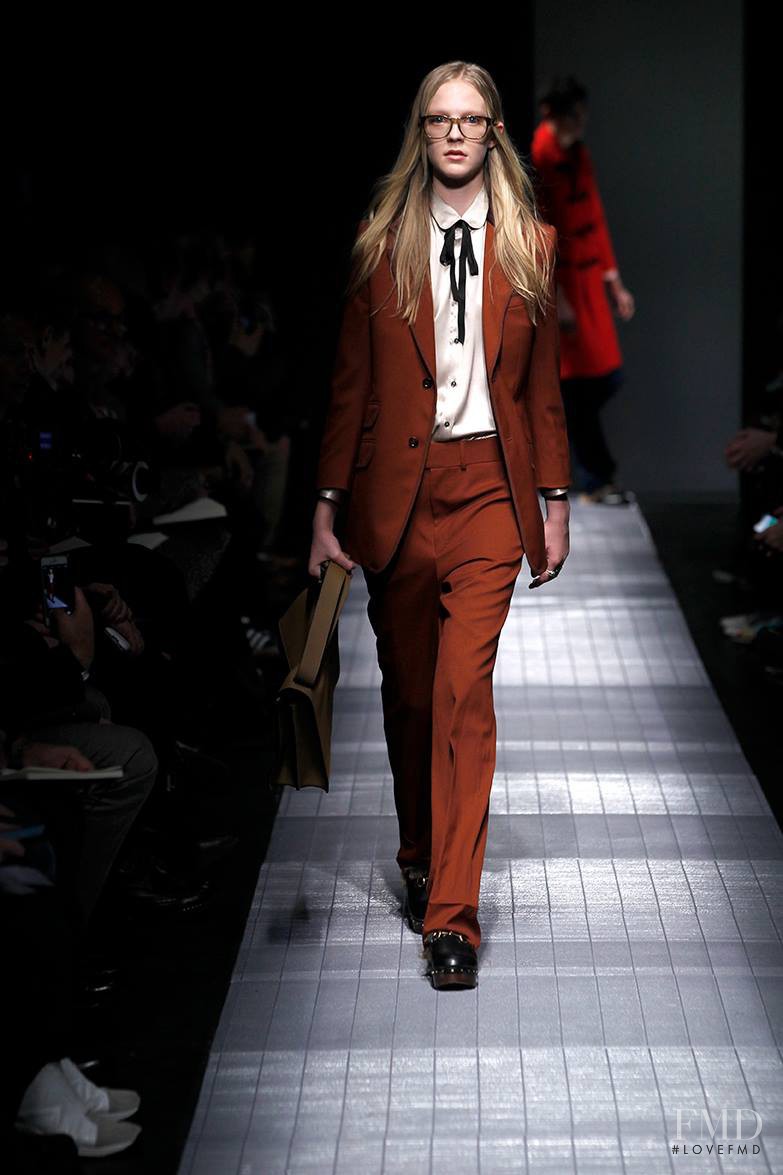 Emilie Evander featured in  the Gucci fashion show for Autumn/Winter 2015