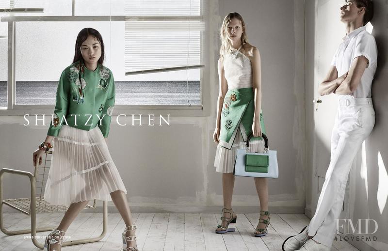 Jing Wen featured in  the Shiatzy Chen advertisement for Spring/Summer 2015