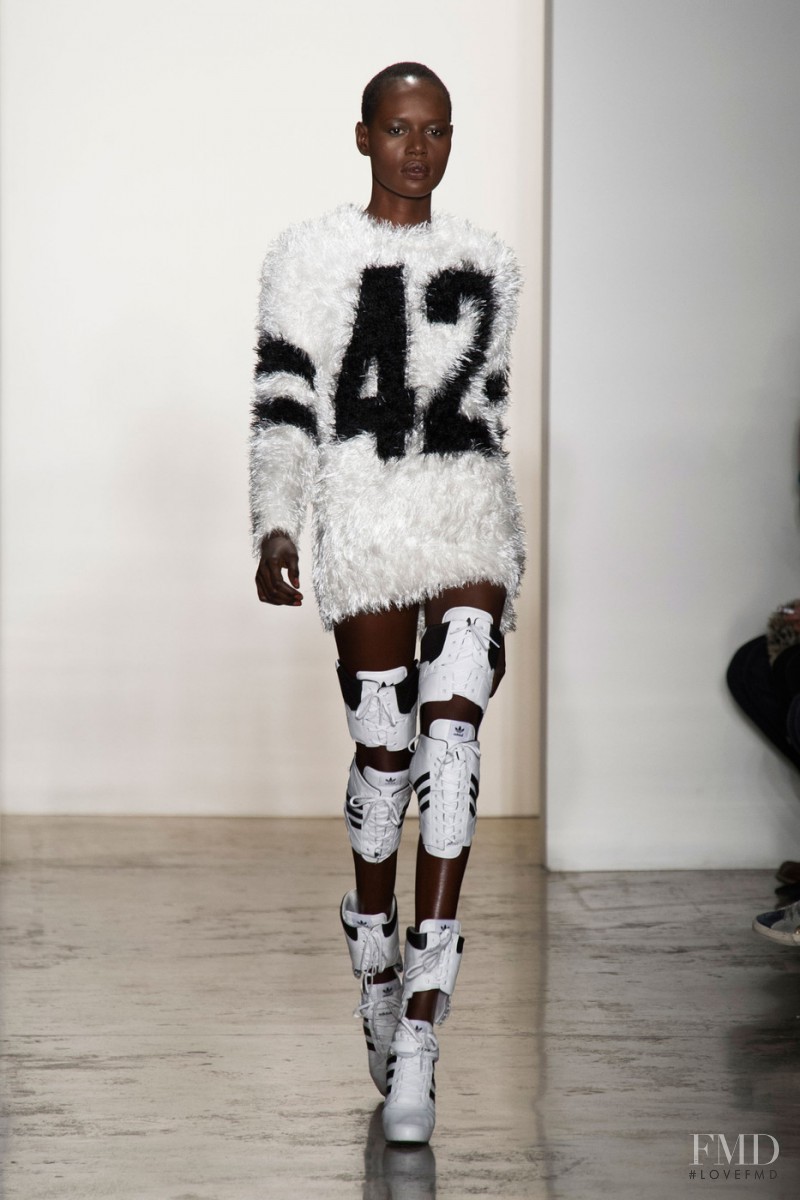Ajak Deng featured in  the Jeremy Scott fashion show for Autumn/Winter 2014