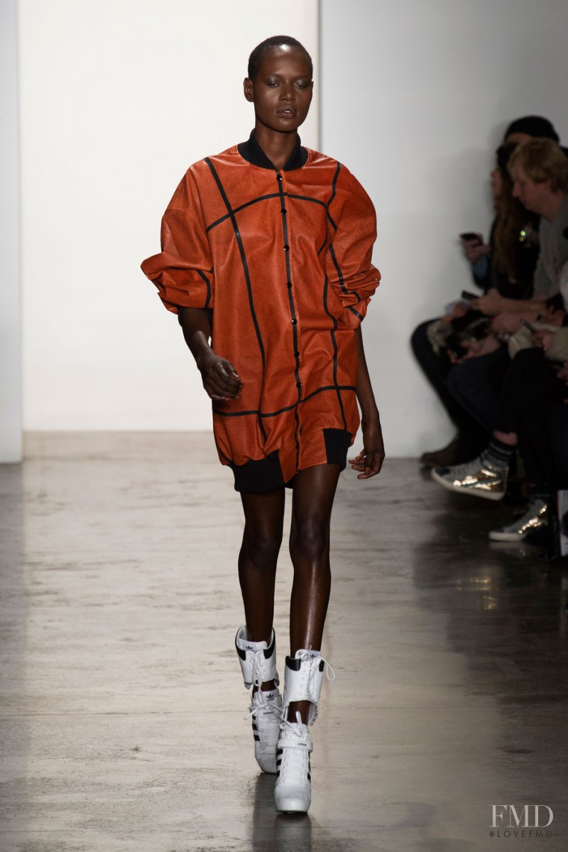 Ajak Deng featured in  the Jeremy Scott fashion show for Autumn/Winter 2014