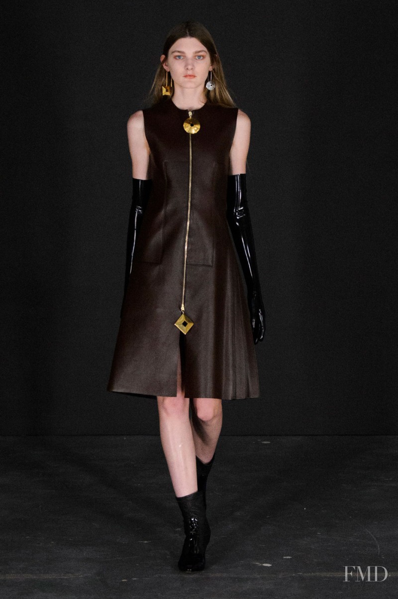 Nastya Abramova featured in  the Thomas Tait fashion show for Autumn/Winter 2015