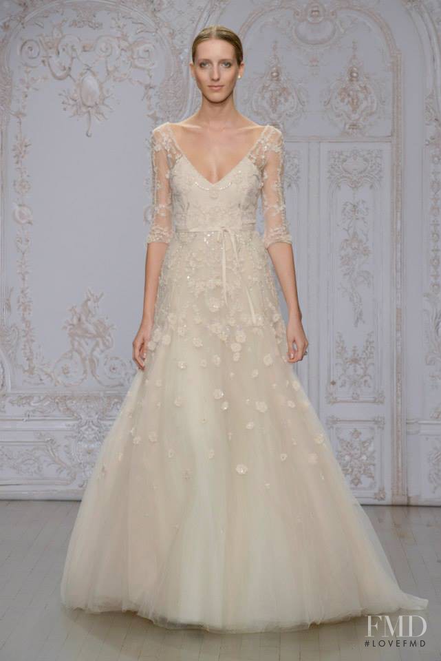 Iris Egbers featured in  the Monique Lhuillier Bridal Bridal fashion show for Autumn/Winter 2015