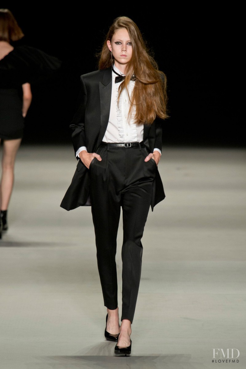 Natalie Westling featured in  the Saint Laurent fashion show for Spring/Summer 2014