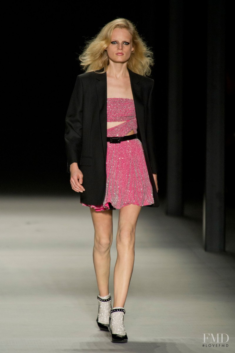 Hanne Gaby Odiele featured in  the Saint Laurent fashion show for Spring/Summer 2014