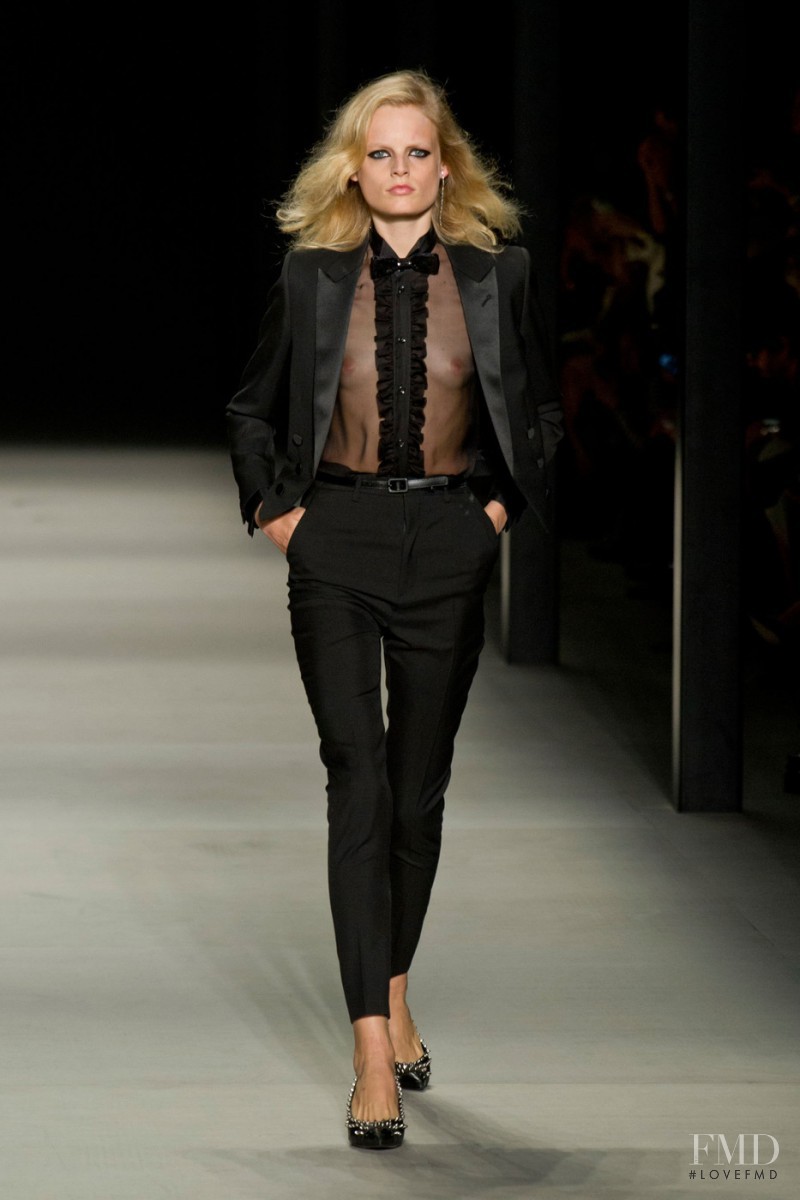 Hanne Gaby Odiele featured in  the Saint Laurent fashion show for Spring/Summer 2014