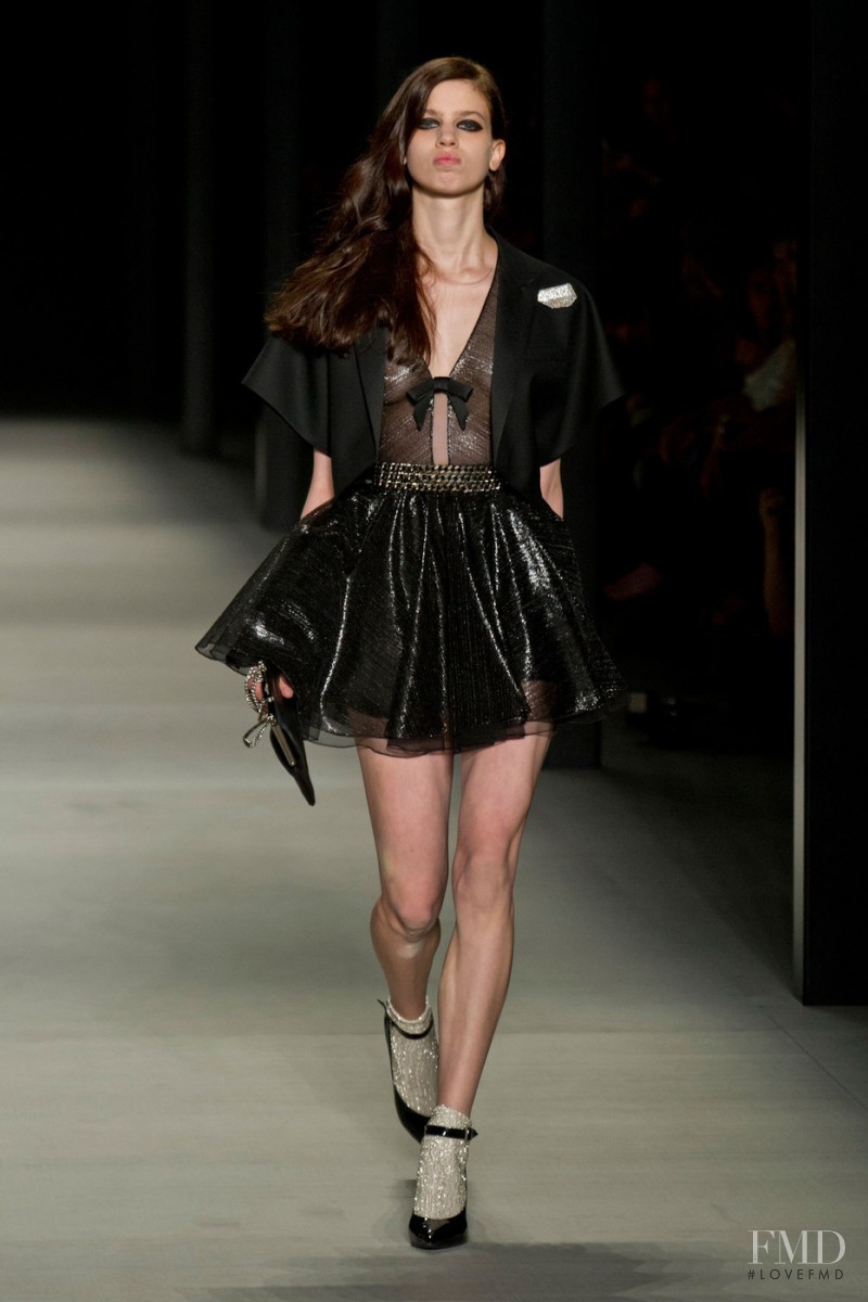 Lily McMenamy featured in  the Saint Laurent fashion show for Spring/Summer 2014