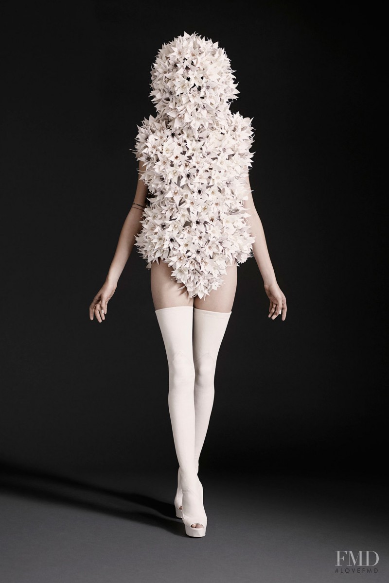 Marina Krtinic featured in  the Gareth Pugh fashion show for Spring/Summer 2015