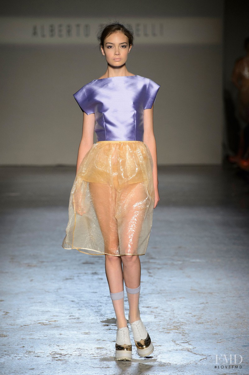 Sasha Kichigina featured in  the Alberto Zambelli fashion show for Spring/Summer 2015