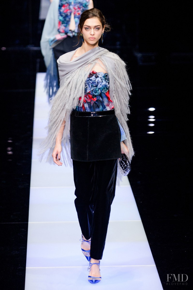 Zhenya Katava featured in  the Giorgio Armani fashion show for Autumn/Winter 2015