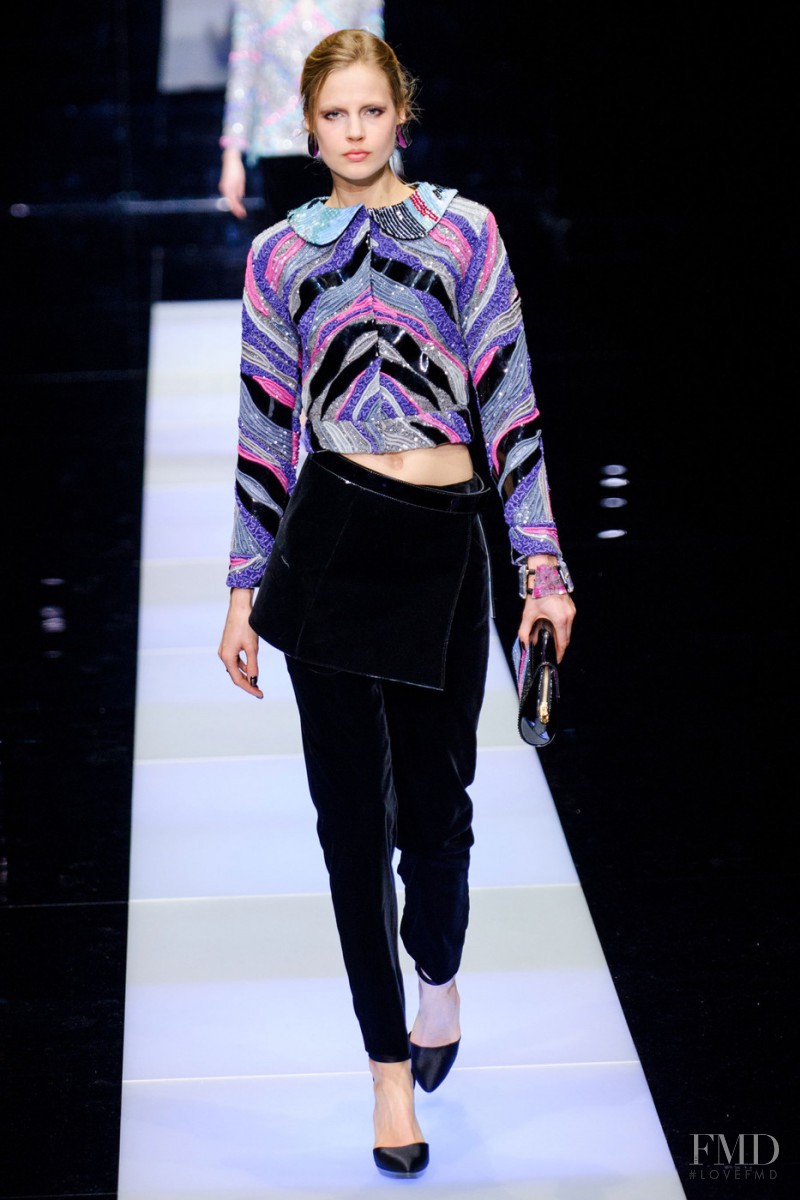 Elisabeth Erm featured in  the Giorgio Armani fashion show for Autumn/Winter 2015