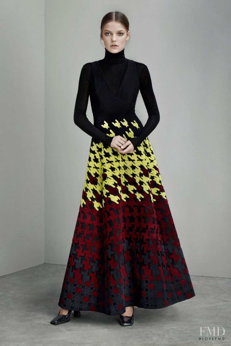 Roos Abels featured in  the Mary Katrantzou lookbook for Pre-Fall 2015