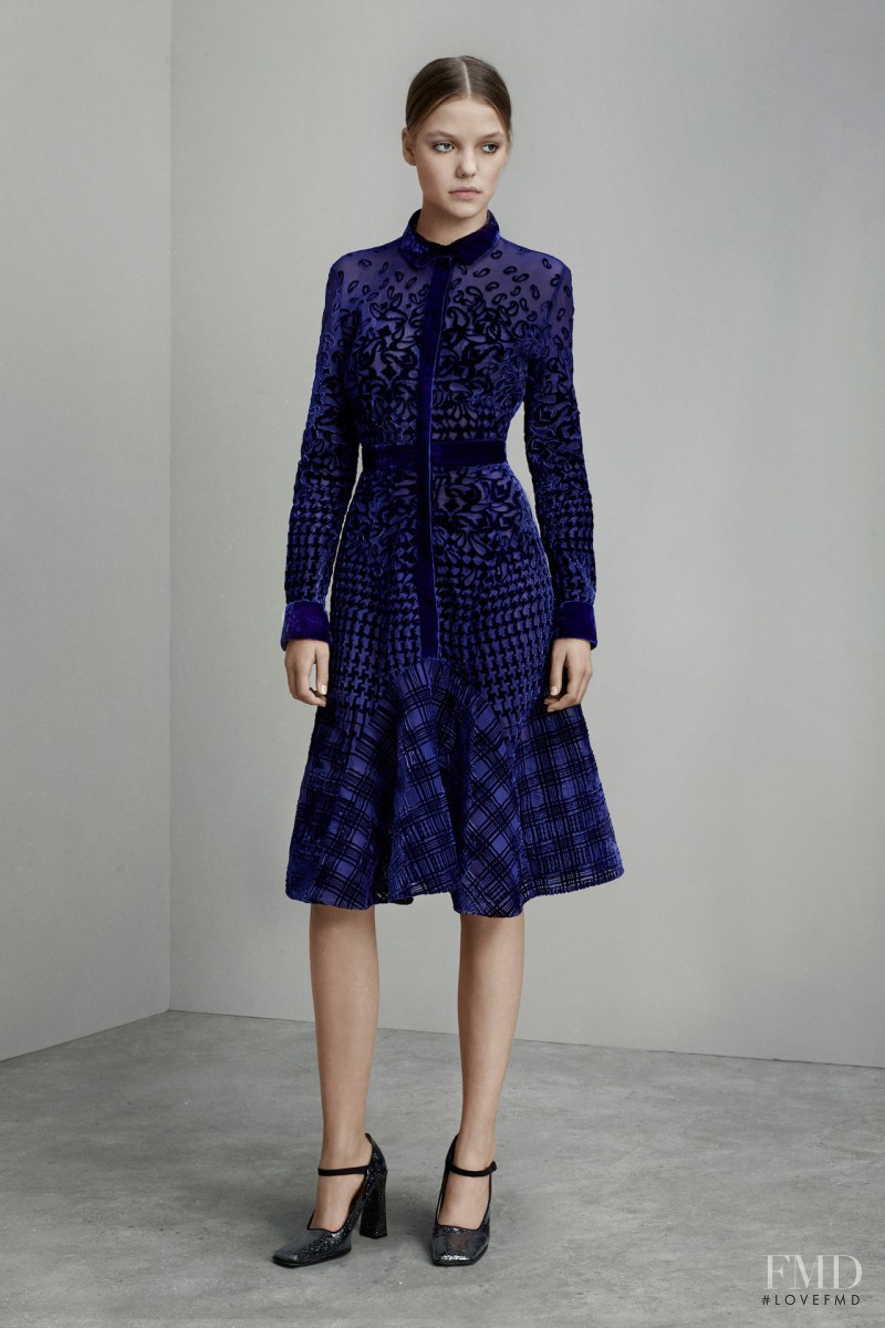 Roos Abels featured in  the Mary Katrantzou lookbook for Pre-Fall 2015