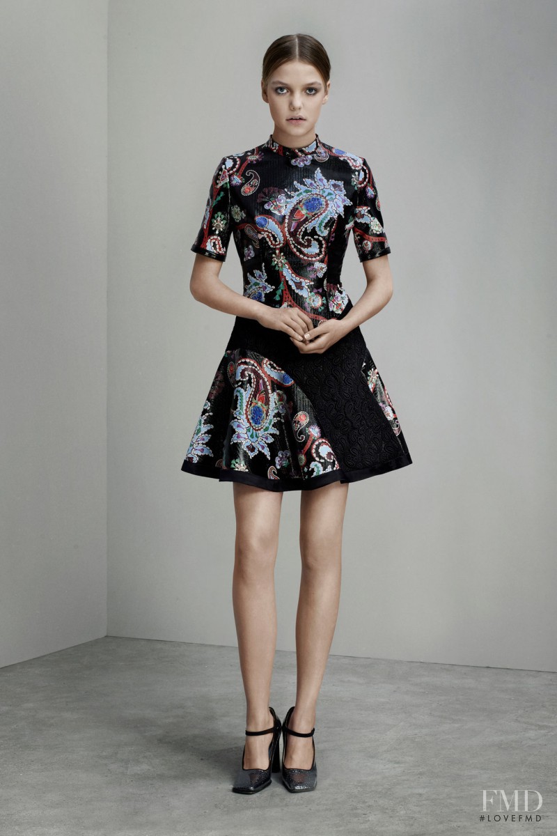 Roos Abels featured in  the Mary Katrantzou lookbook for Pre-Fall 2015