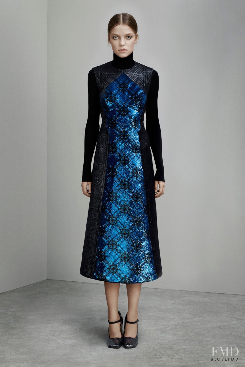 Roos Abels featured in  the Mary Katrantzou lookbook for Pre-Fall 2015