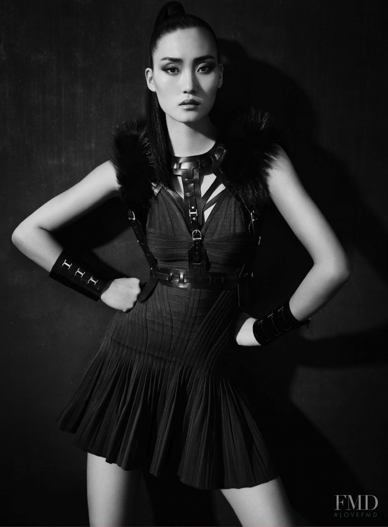 Lina Zhang featured in  the Herve Leger advertisement for Autumn/Winter 2012