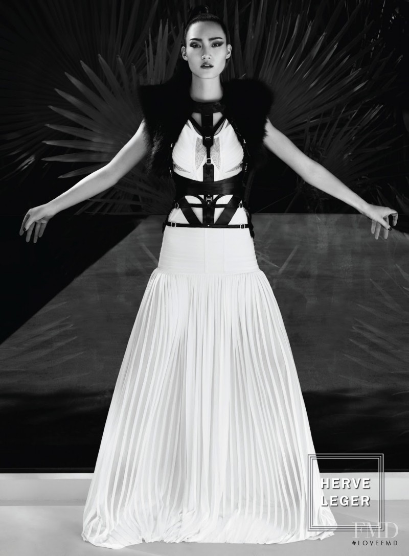 Lina Zhang featured in  the Herve Leger advertisement for Autumn/Winter 2012