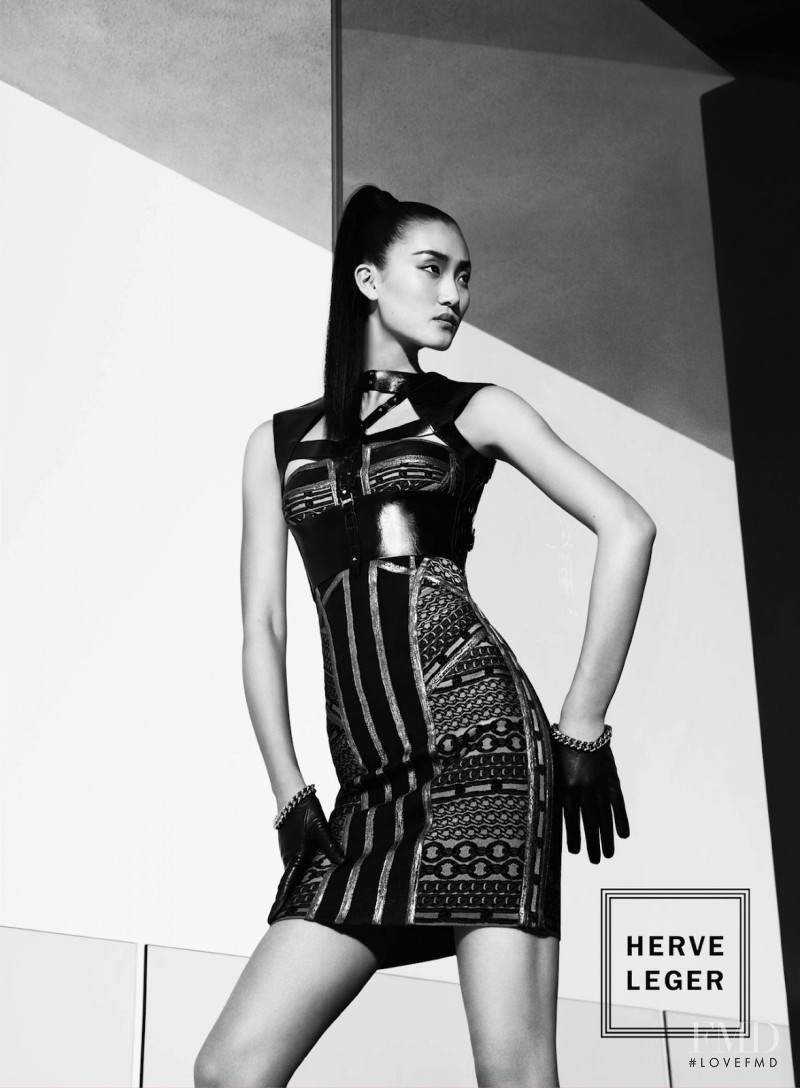 Lina Zhang featured in  the Herve Leger advertisement for Autumn/Winter 2012