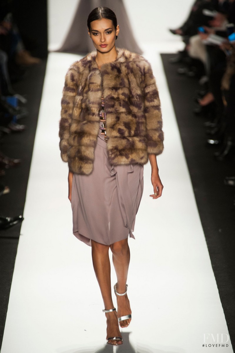 Gizele Oliveira featured in  the Dennis Basso fashion show for Autumn/Winter 2015