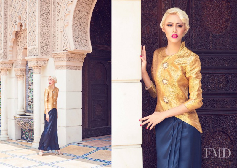 Sheena Yee Liam featured in  the Adila Long Majestic Lebaran lookbook for Spring/Summer 2014