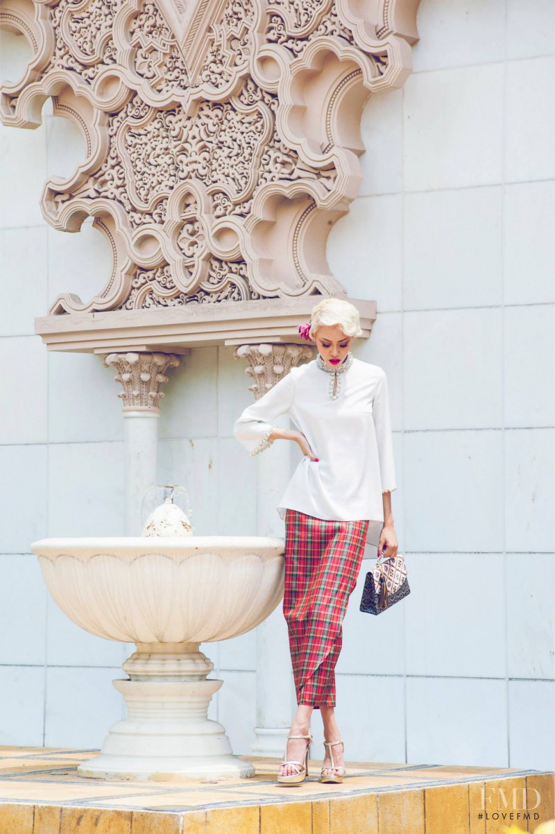 Sheena Yee Liam featured in  the Adila Long Majestic Lebaran lookbook for Spring/Summer 2014