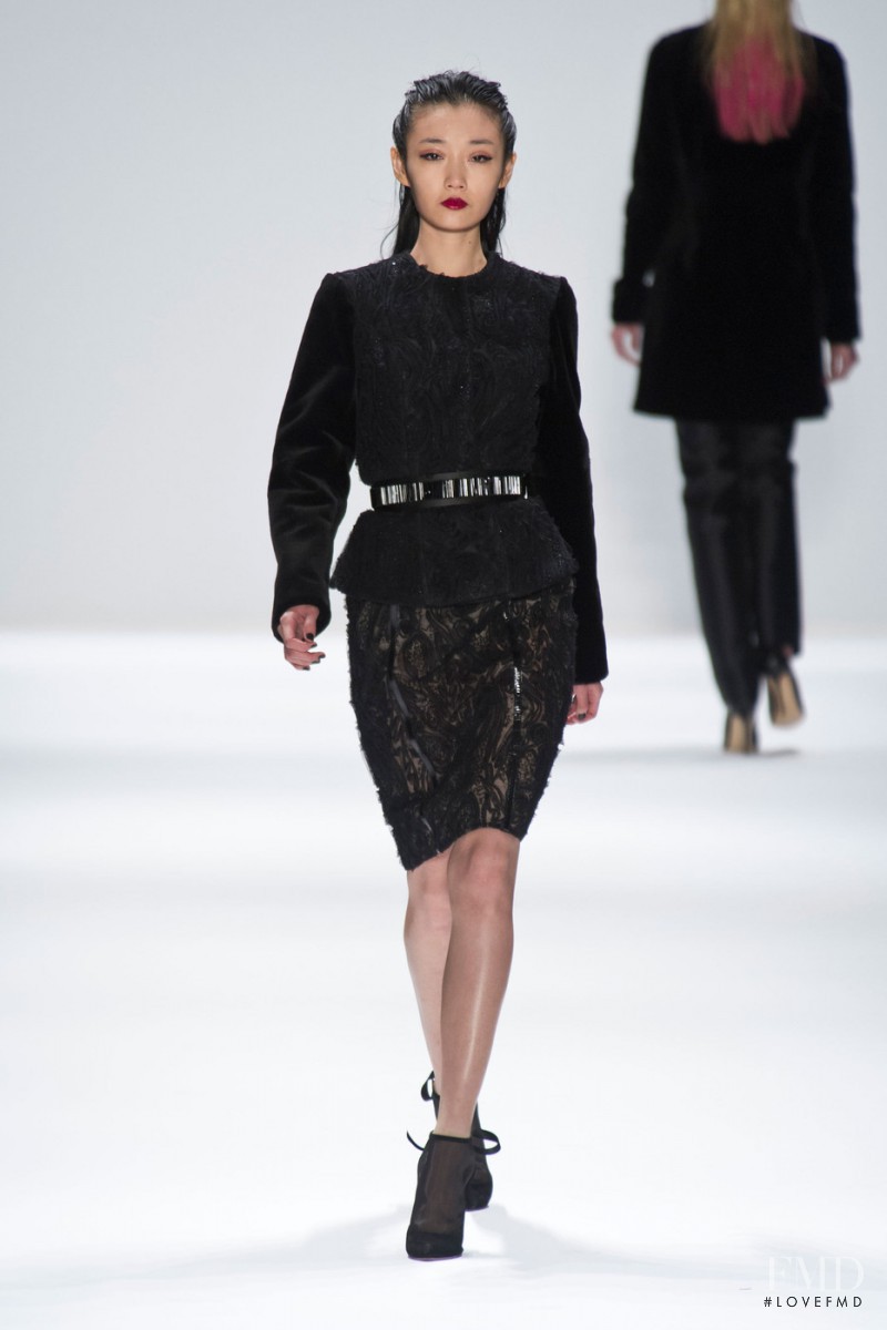 Yi Fei Li featured in  the Carmen Marc Valvo fashion show for Autumn/Winter 2013