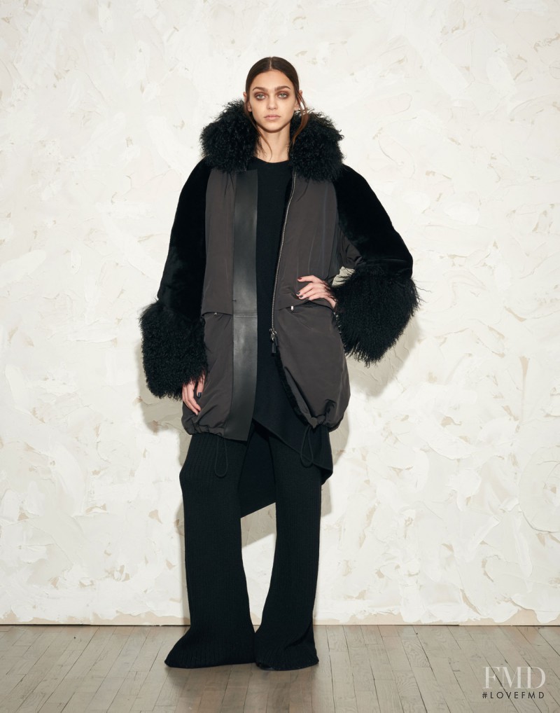 Zhenya Katava featured in  the Victor Alfaro fashion show for Autumn/Winter 2015