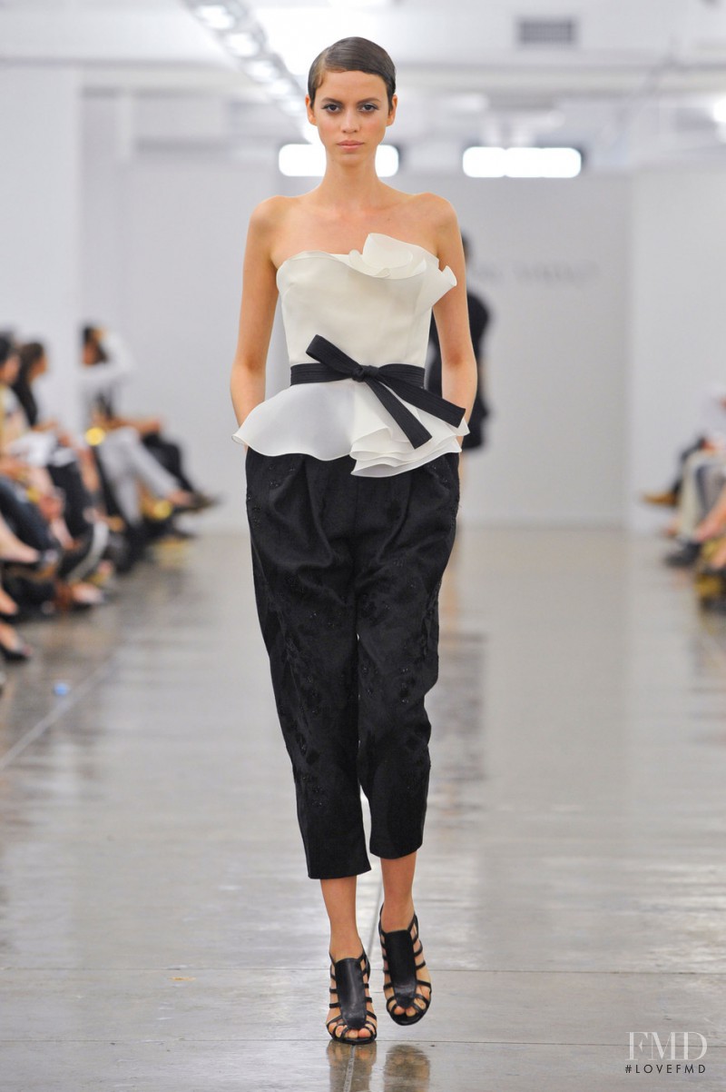 Amanda de Oliveira Queiroz featured in  the Carmen Marc Valvo fashion show for Spring/Summer 2013