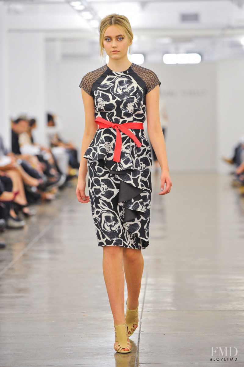 Claire Birkholz featured in  the Carmen Marc Valvo fashion show for Spring/Summer 2013